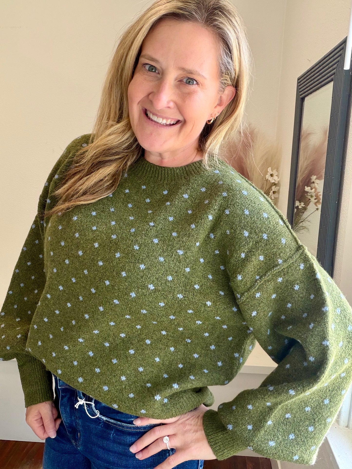 Olive Dot Sweater
