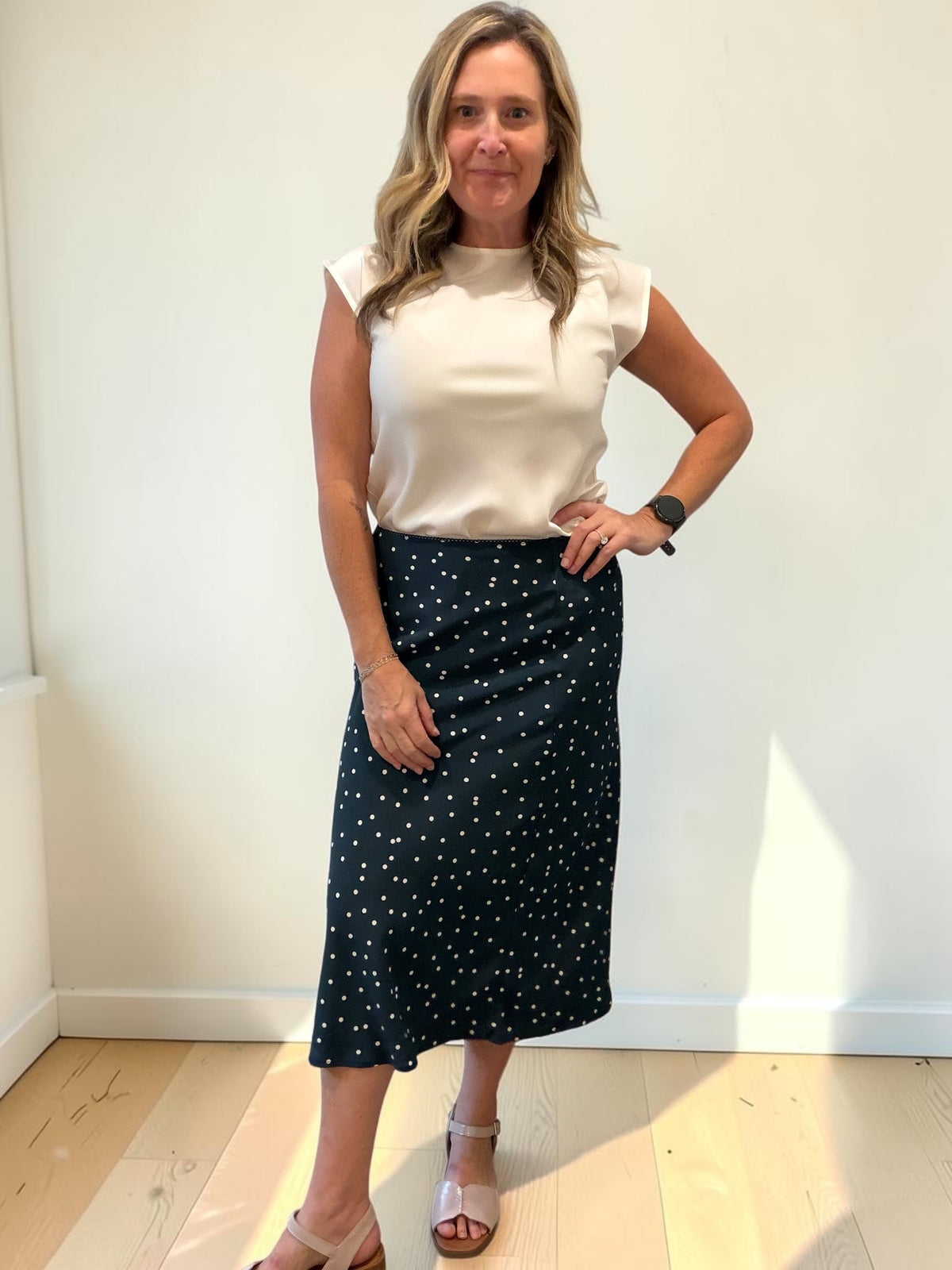 Ivory Satin Drop Shoulder Blouse