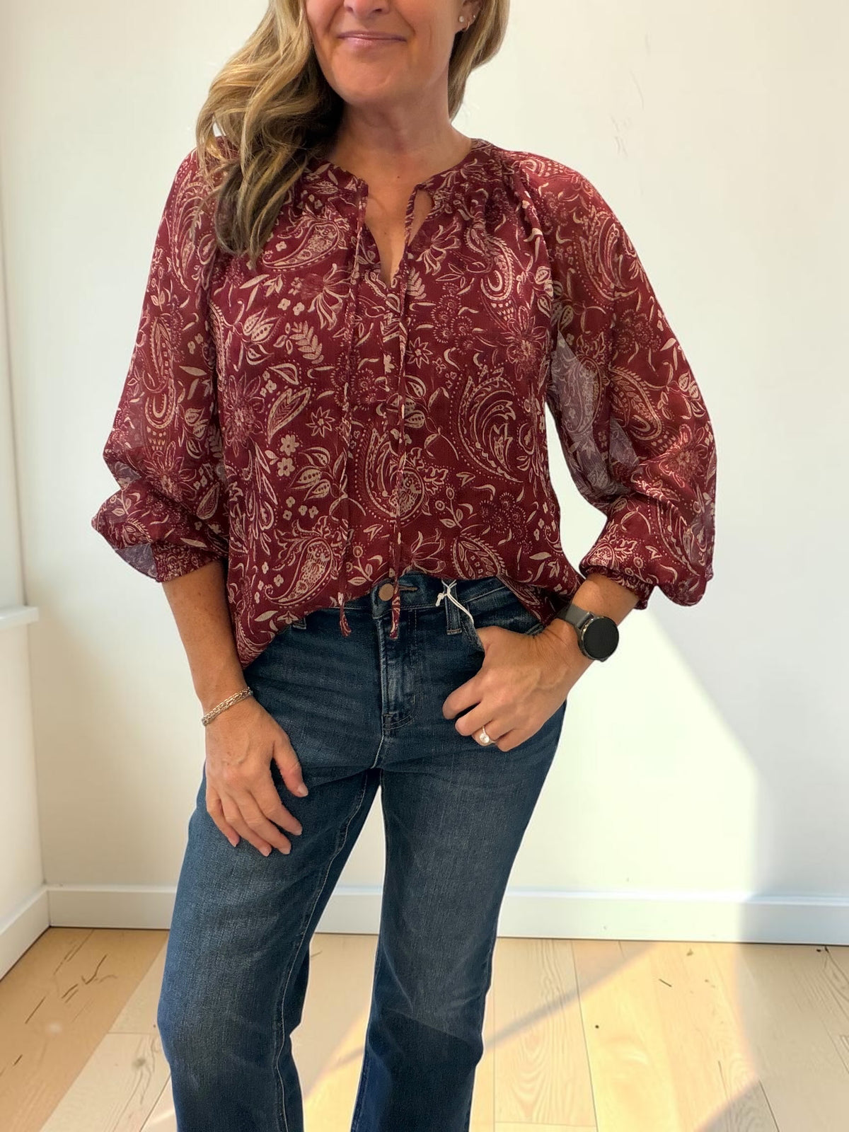 Burgundy Paisley Blouse