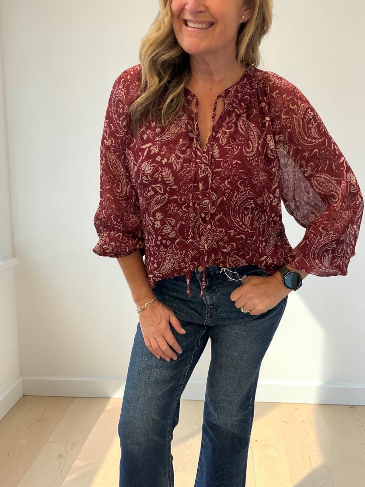 Burgundy Paisley Blouse