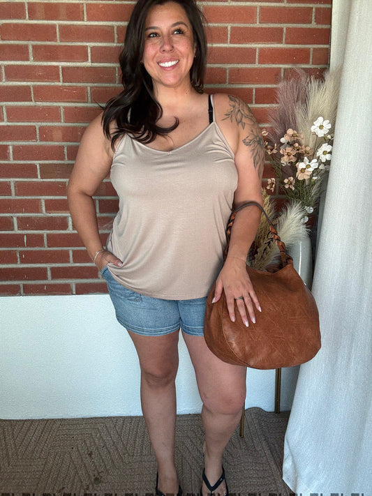 Viscose Modal Cami Top - Taupe