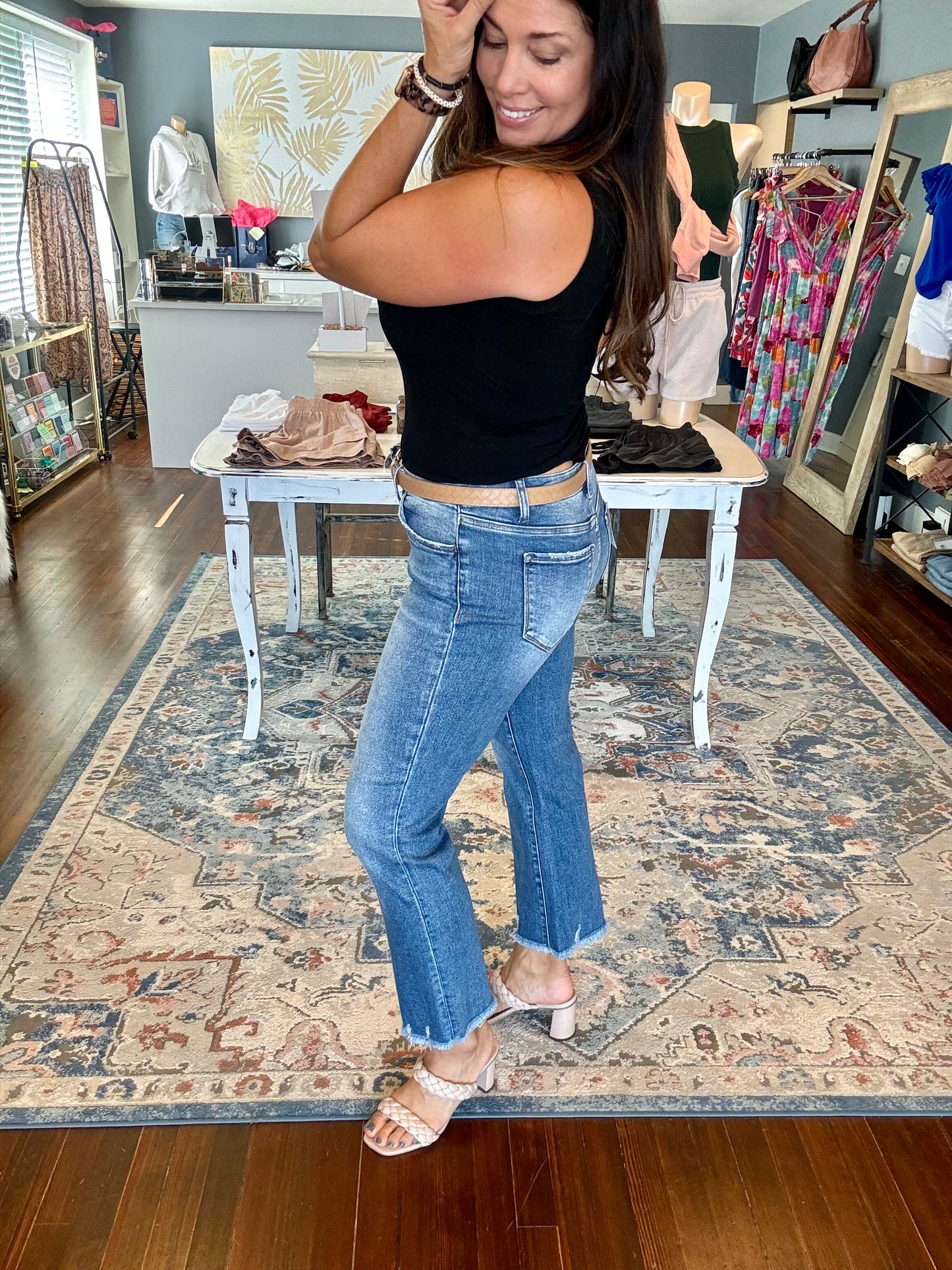 Mid Rise Crop Bootcut Jeans