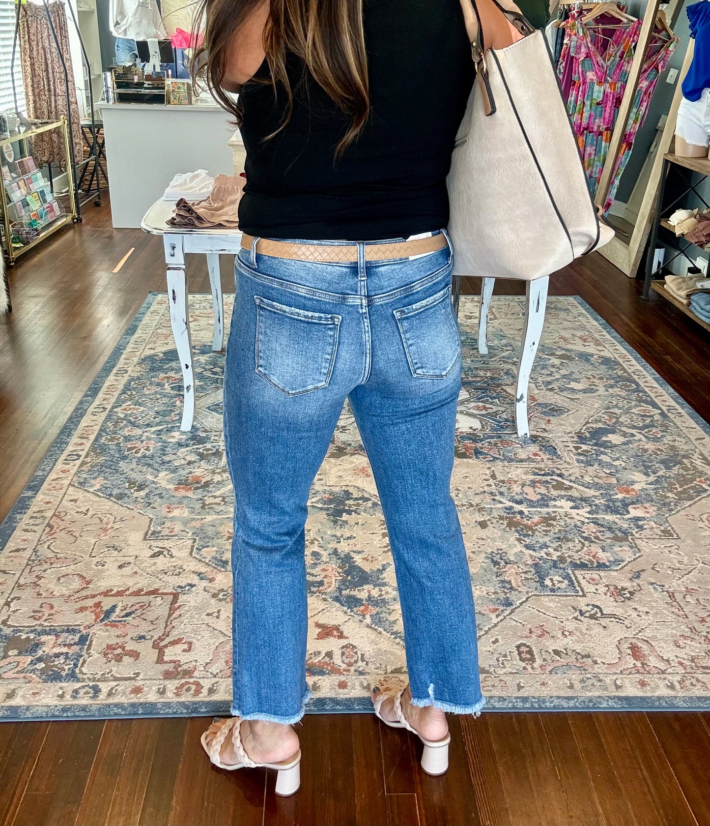 Mid Rise Crop Bootcut Jeans