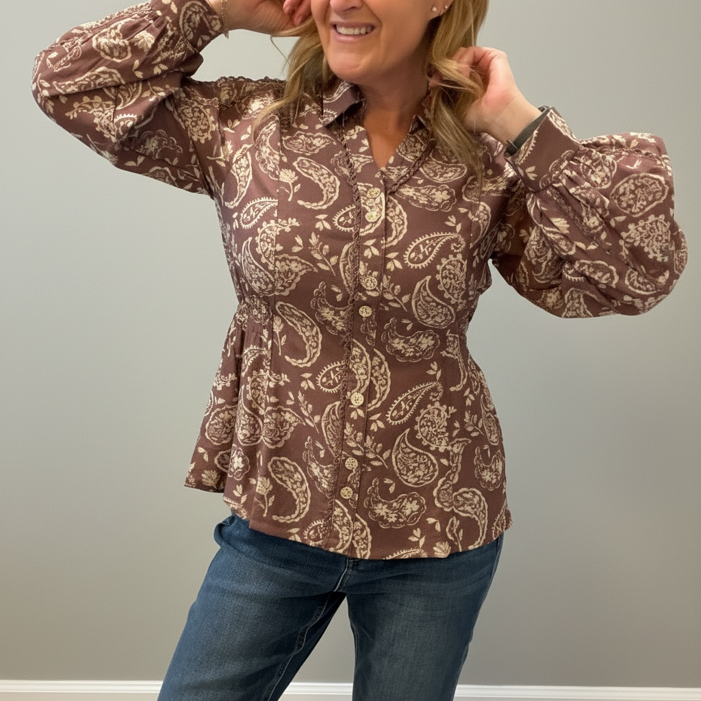 Mocha Paisley Blouse