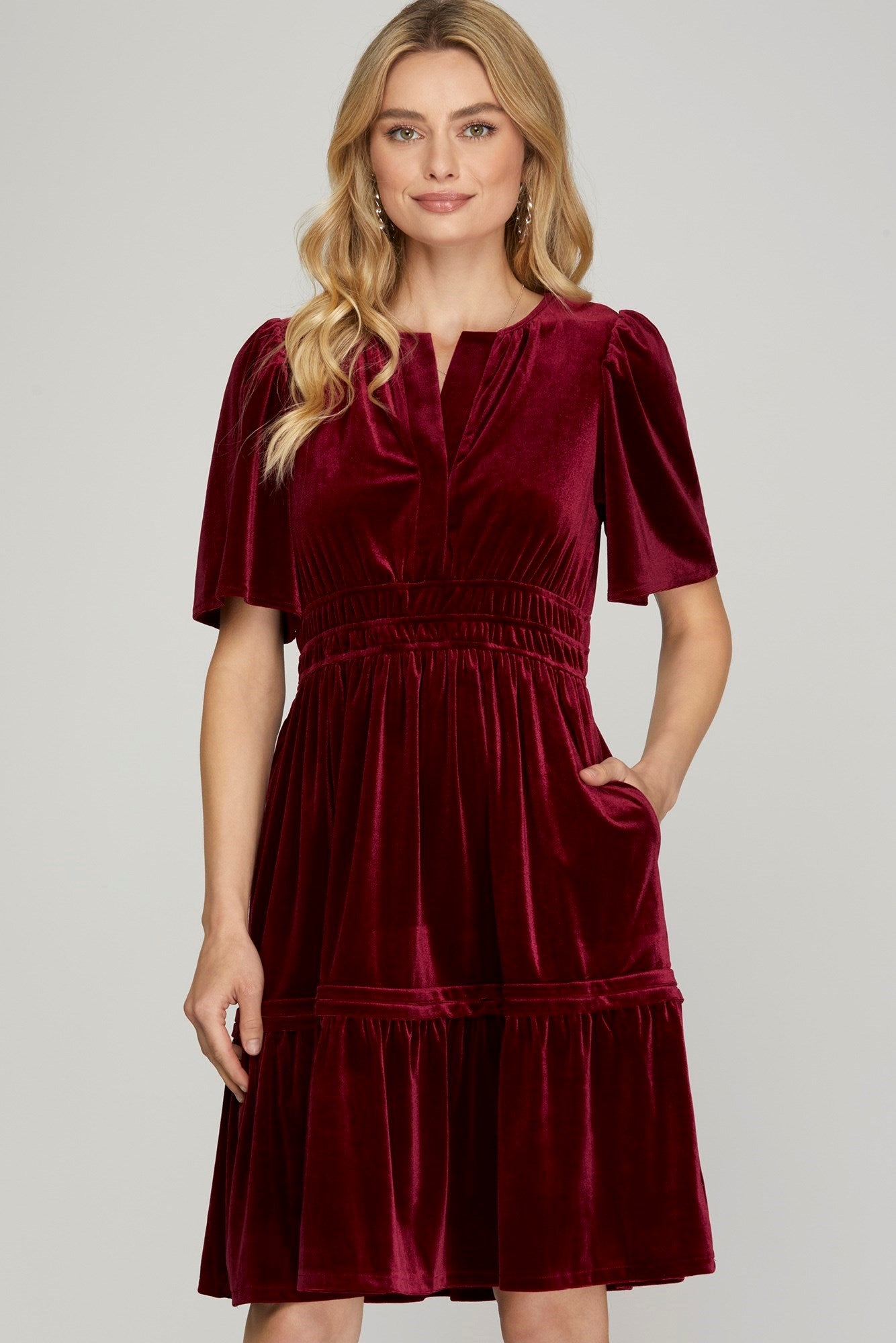 Half Bell Velvet Dress