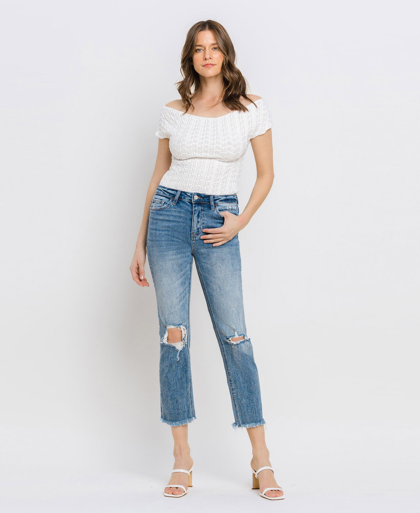 Britney High Rise Crop Slim Straight Jeans