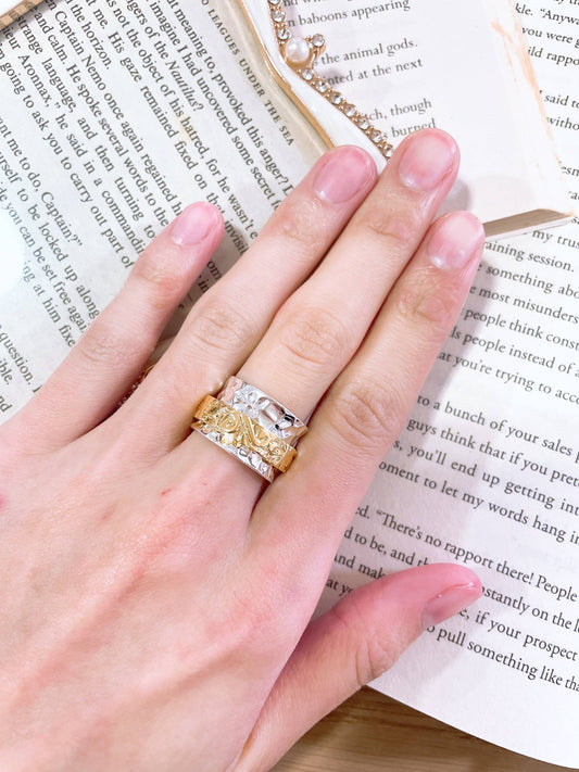 Two Tone Leaf And Vine Spinner Ring - SF