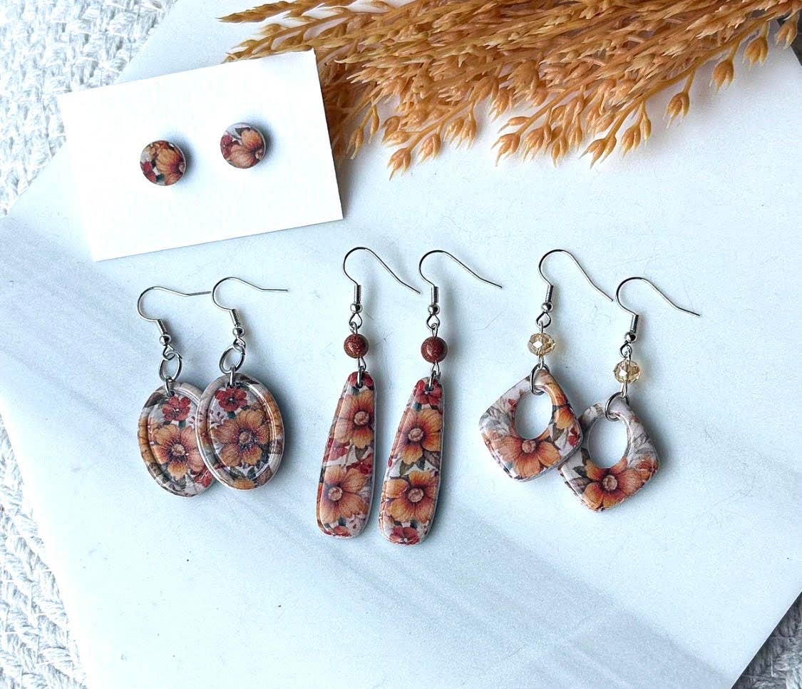Polymer Clay Earrings - Autumn Flowers