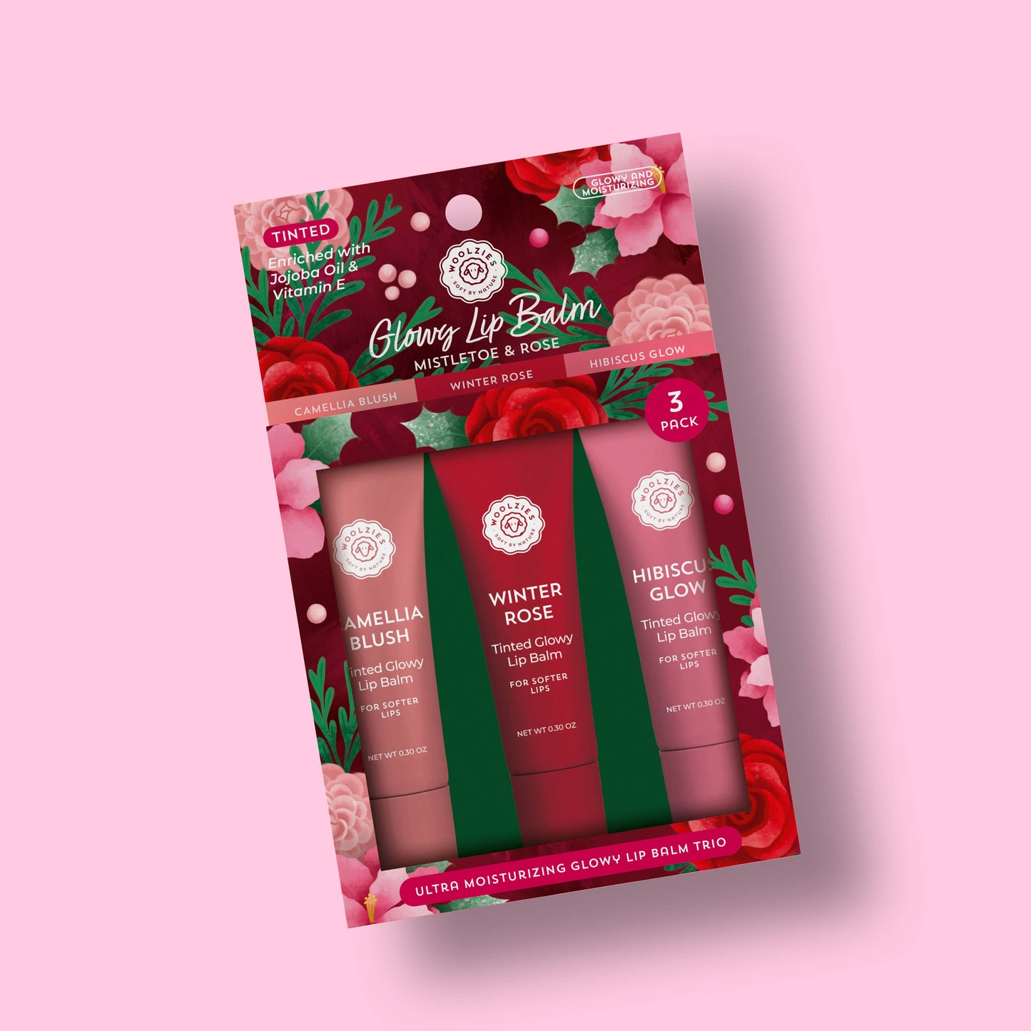 Mistletoe & Rose  Glowy Lip Balm Trio
