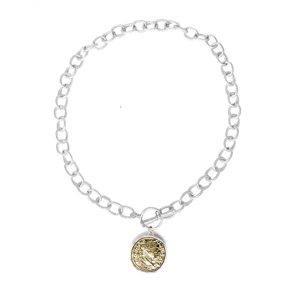 Silver Stamped Coin Necklace