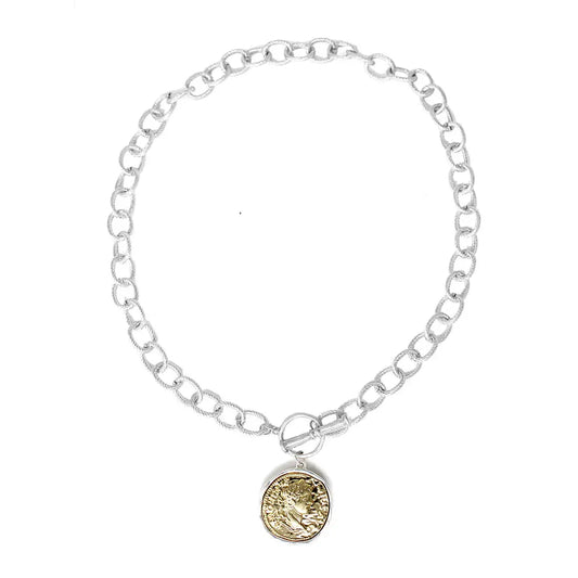 Silver Stamped Coin Necklace