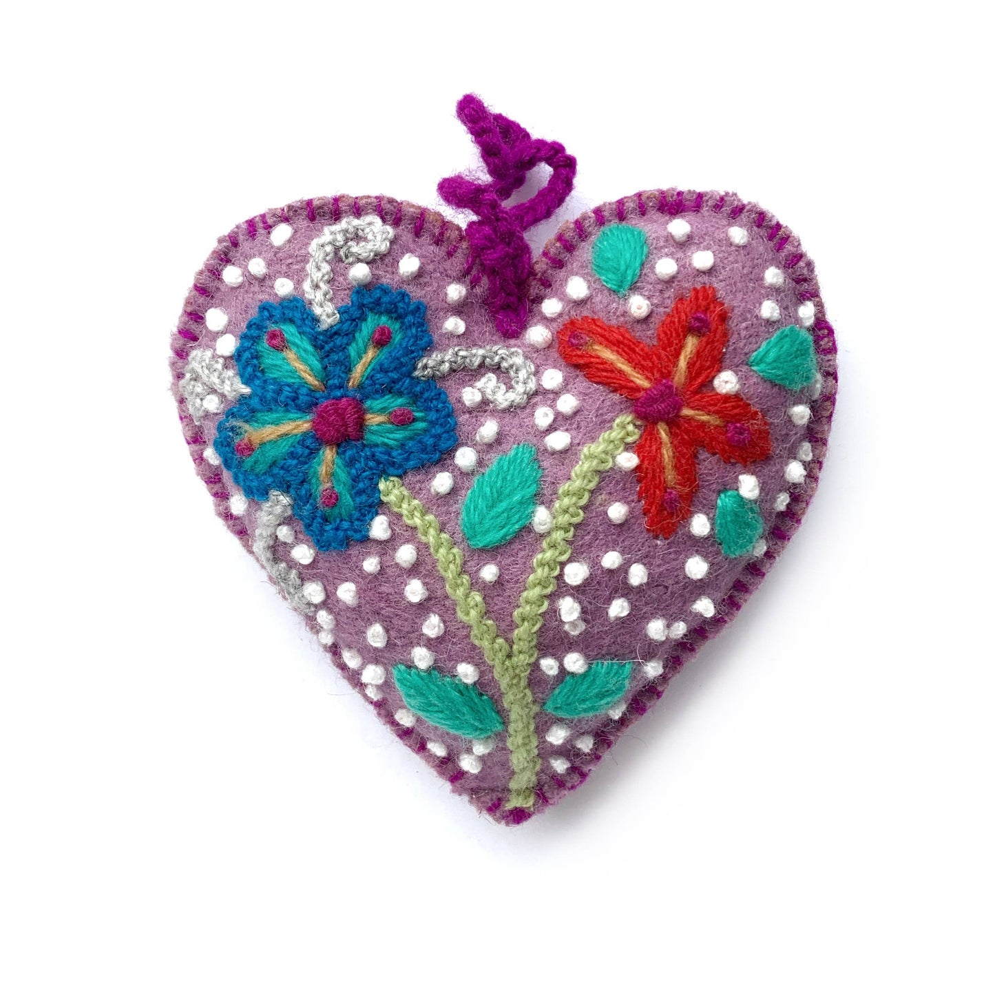 Embroidered Heart Christmas Ornament - Ornaments 4 Orphans