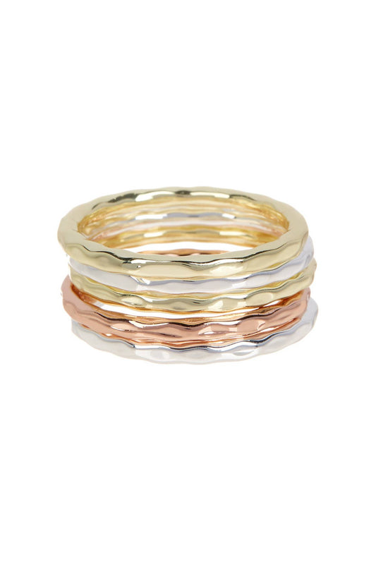 Tri Tone 5 Pc Stack Ring Set - SF