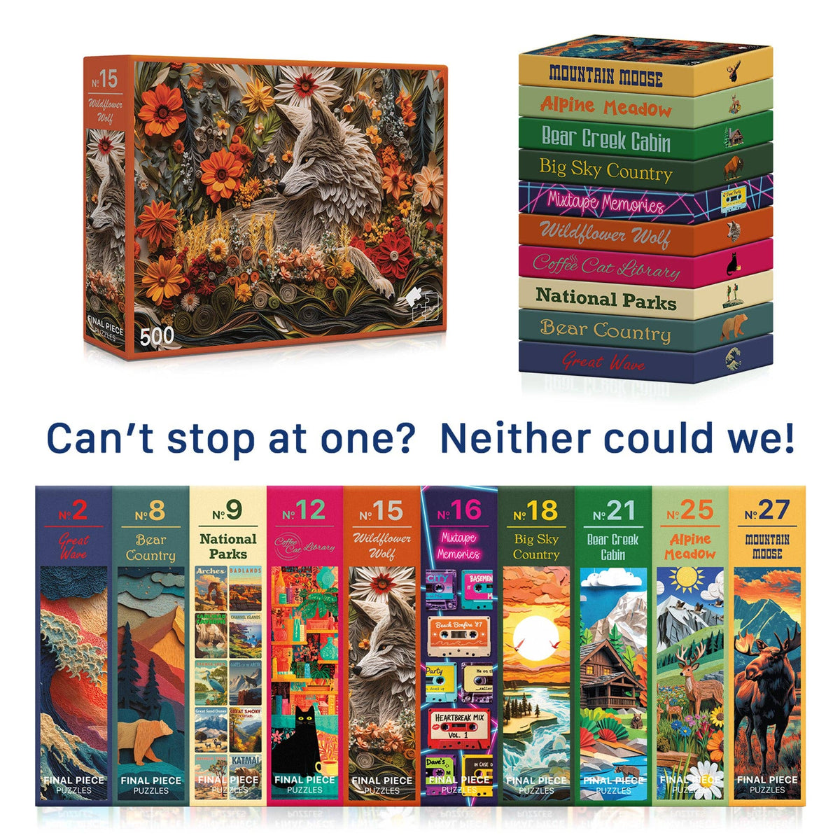 Wildflower Wolf Puzzle - 500 Piece