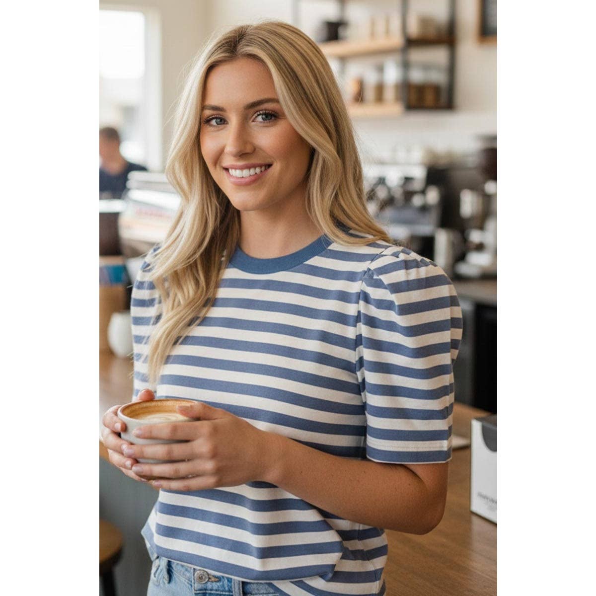 Slate Blue Striped Top