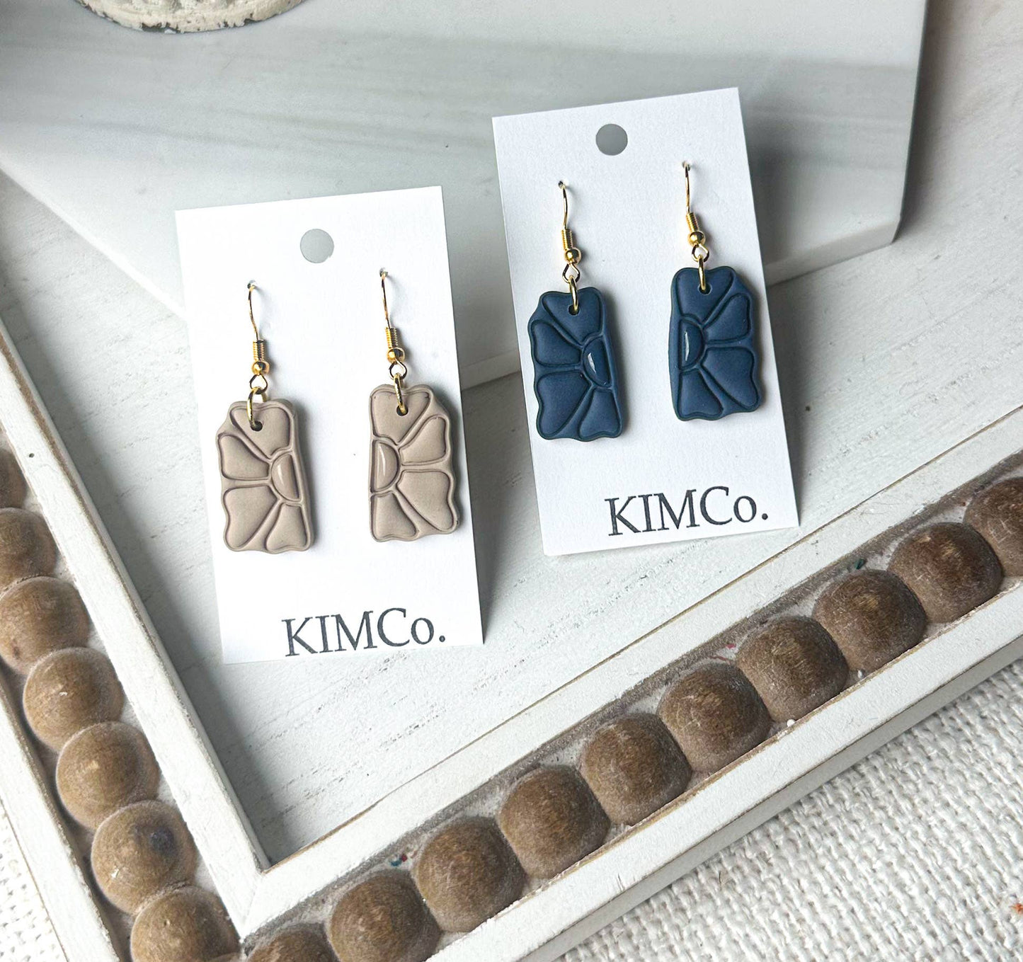 Polymer Clay Earrings - Embossed Blooms