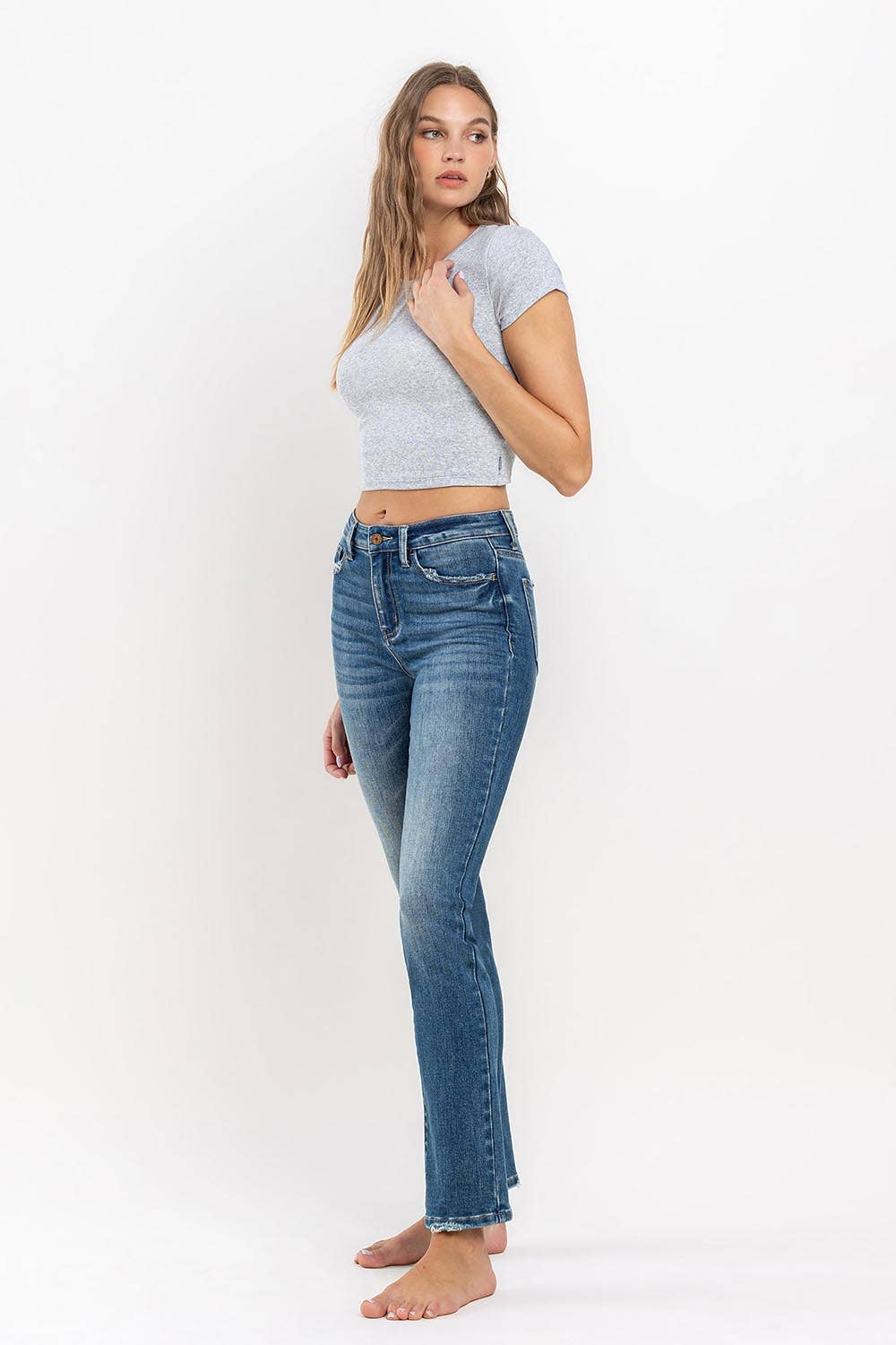 High Rise Stretch Slim Straight Jeans