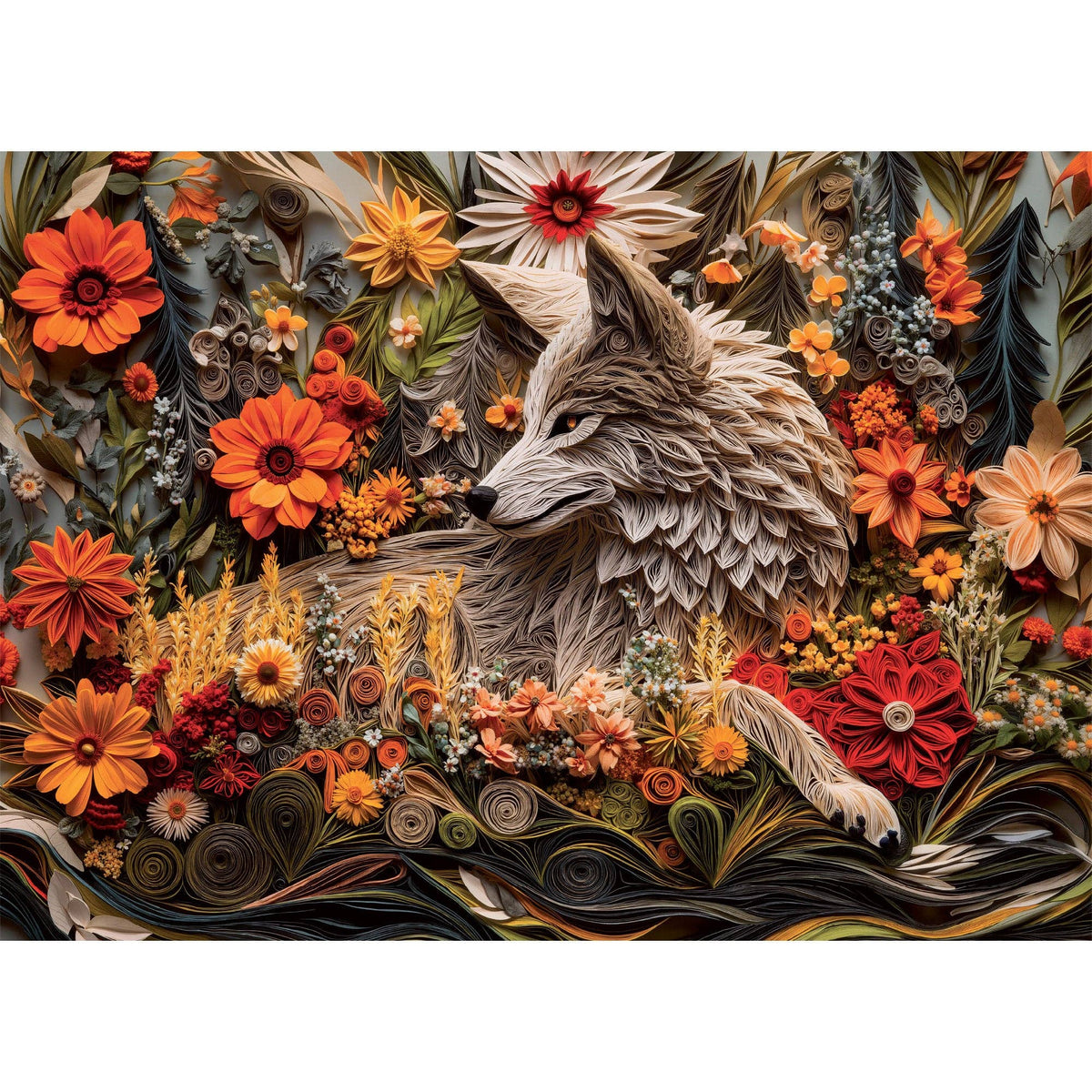 Wildflower Wolf Puzzle - 500 Piece