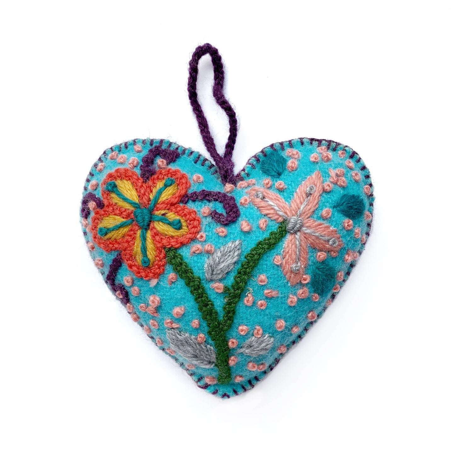 Embroidered Heart Christmas Ornament - Ornaments 4 Orphans