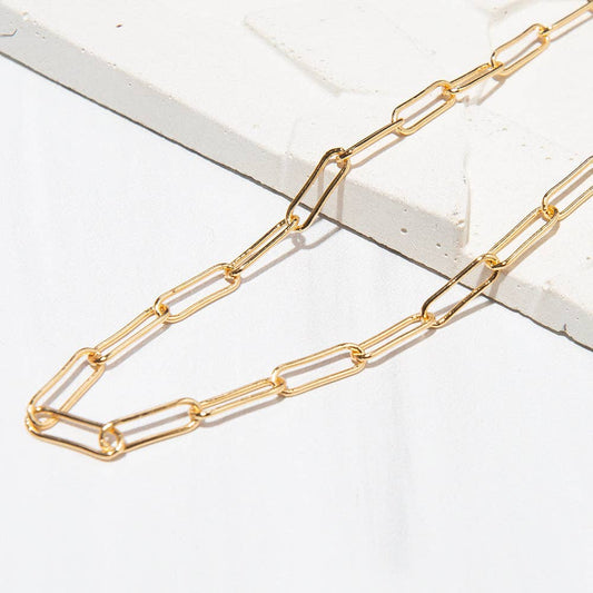 Gilded Gold Necklace-18" Paper Clip Chain