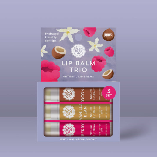 Duo Lip Balm Set of 3 Berry, Vanilla & Coconut