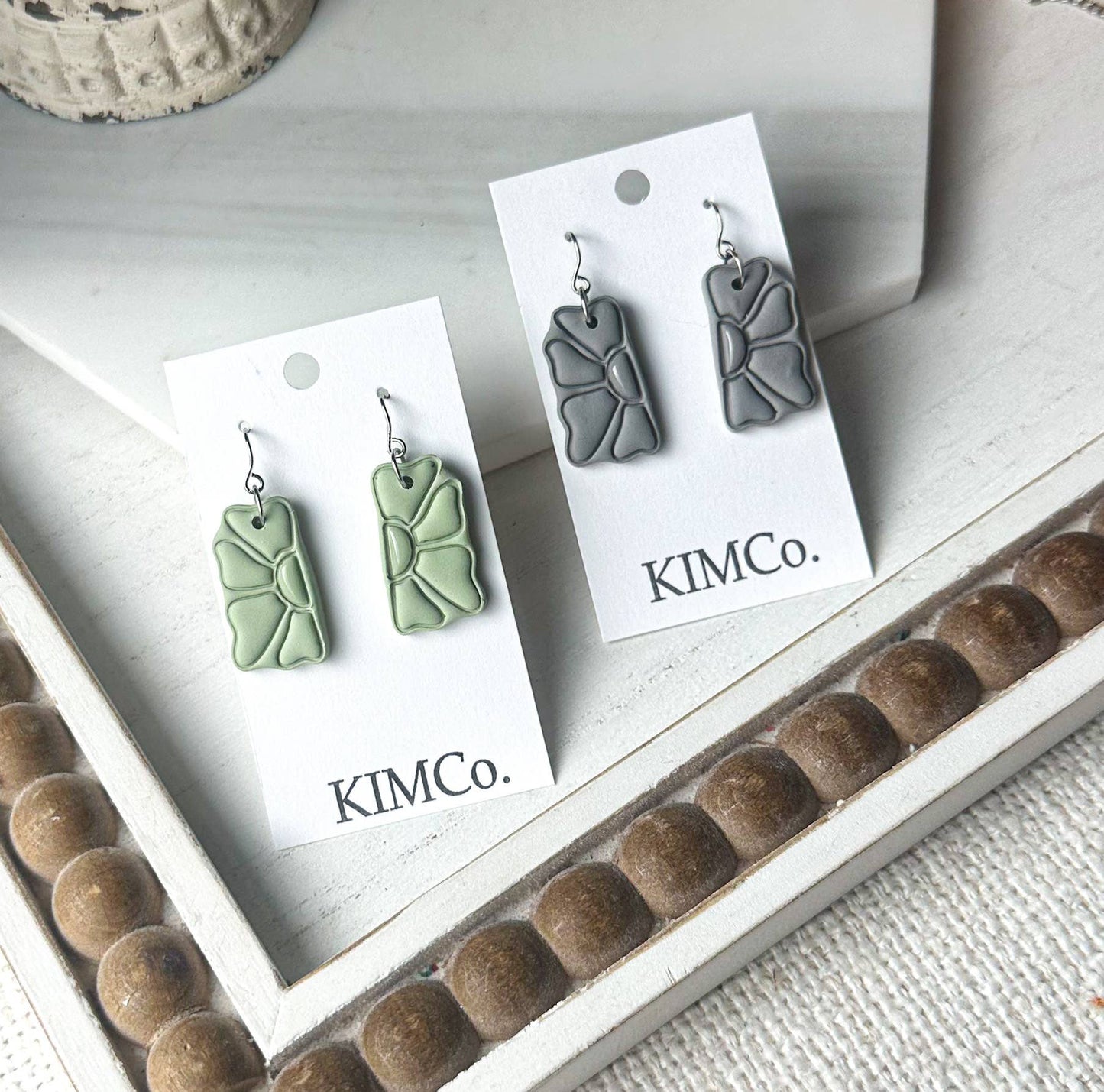 Polymer Clay Earrings - Embossed Blooms