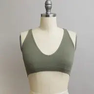 Seamless Front Lace Racerback Bralette - Olive