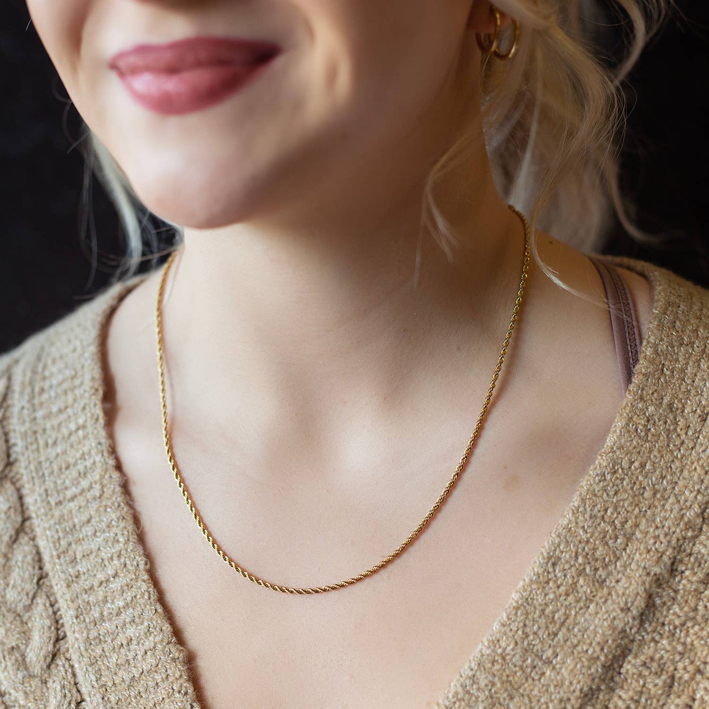 Gilded Gold Necklace-20" Rope Chain