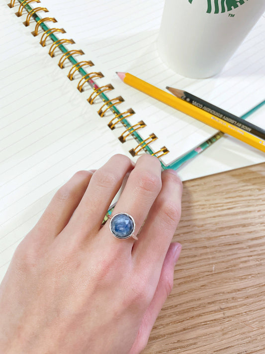 Kyanite Gemstone Round Ring