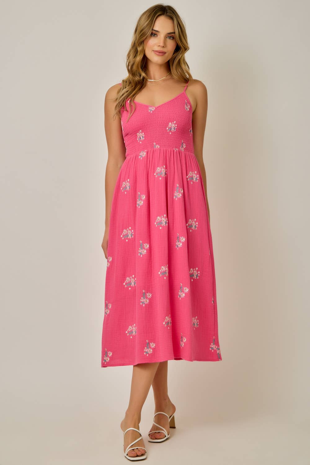 Fuchsia Gauze Smocked Dress