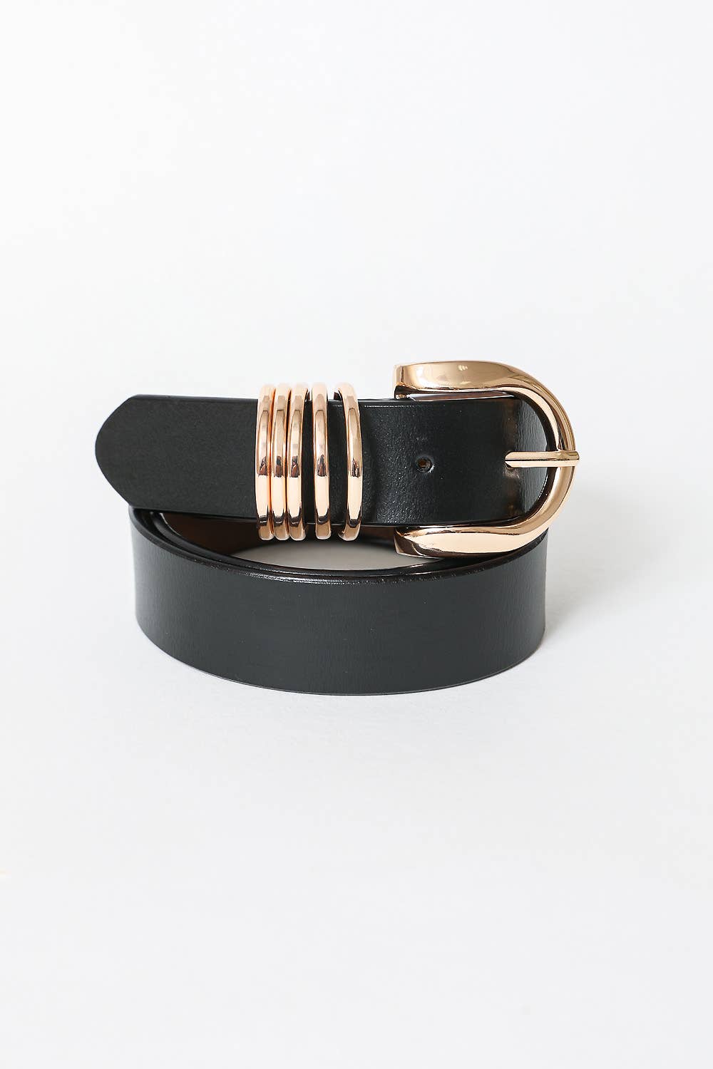 Gold Buckle Belt: Taupe and Black