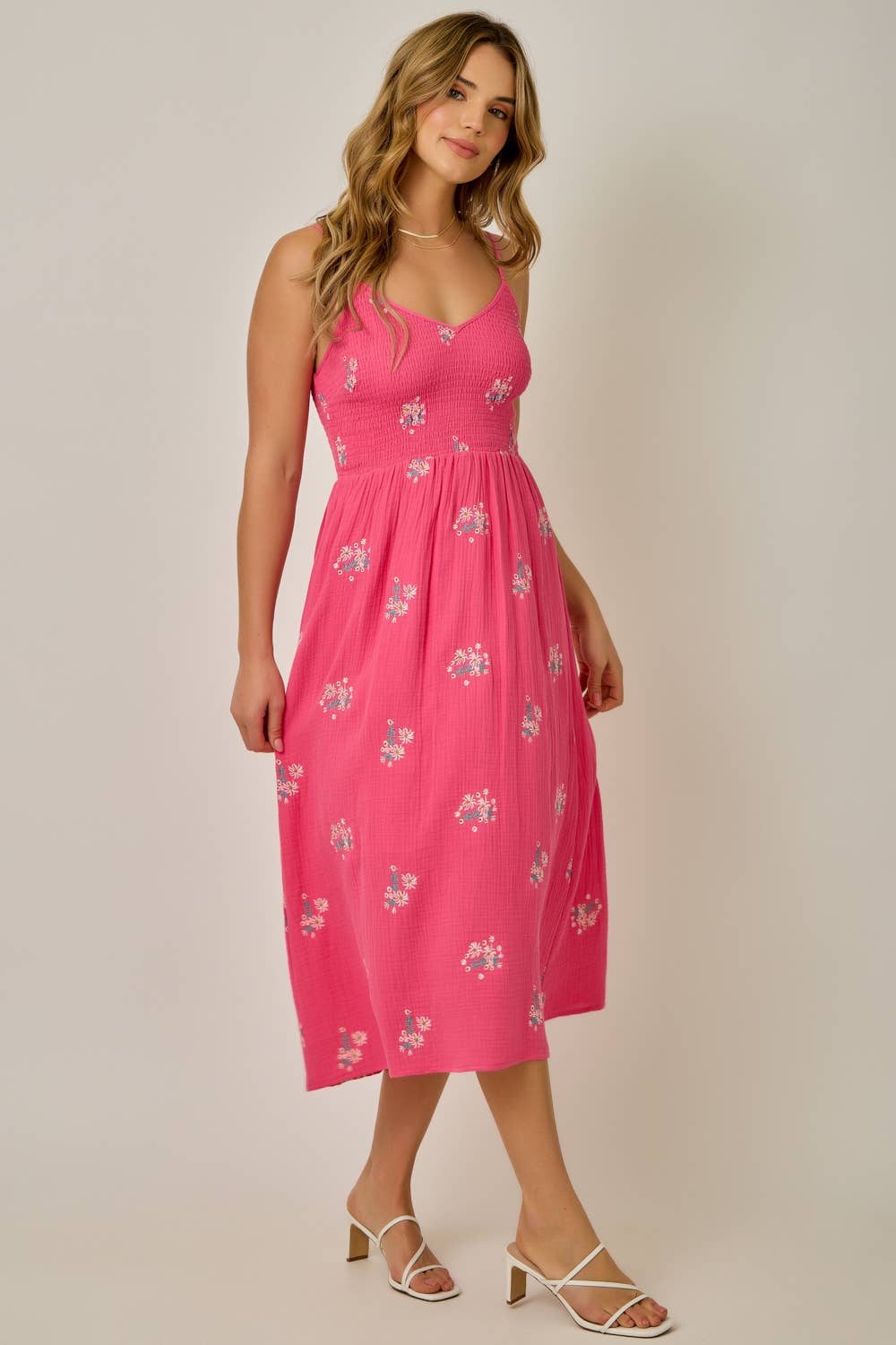 Fuchsia Gauze Smocked Dress