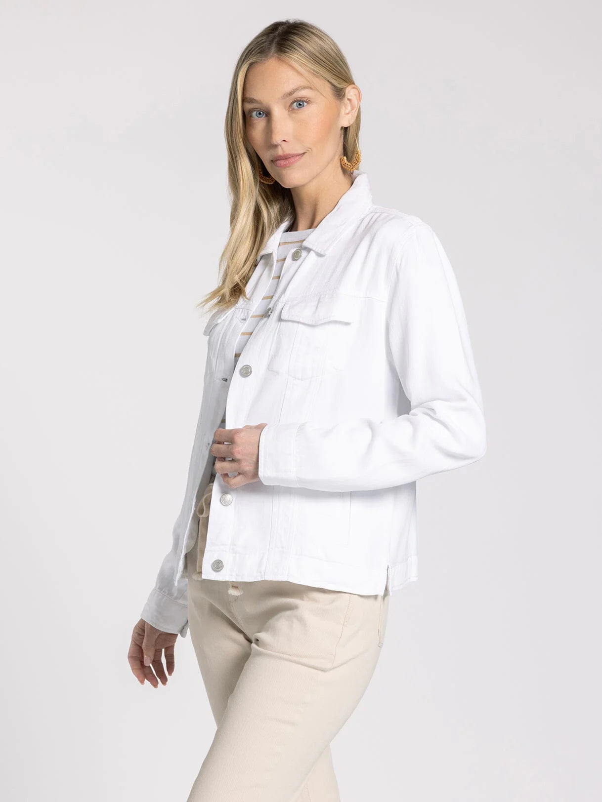 Jackie Denim Jacket - White - Restocked