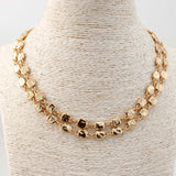 Gold Square Bead Necklace