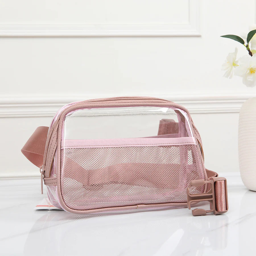 Raya Mini Clear Fanny Pack - Pink/Gold/Black - Back in Stock!